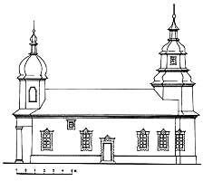 Рис. 7. Бічний фасад костелу в Гросс-Вердері. Реконструкція автора