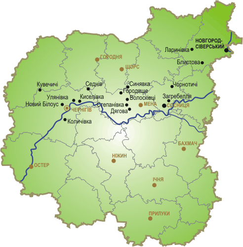 Disposition of monuments in Chernihiv region